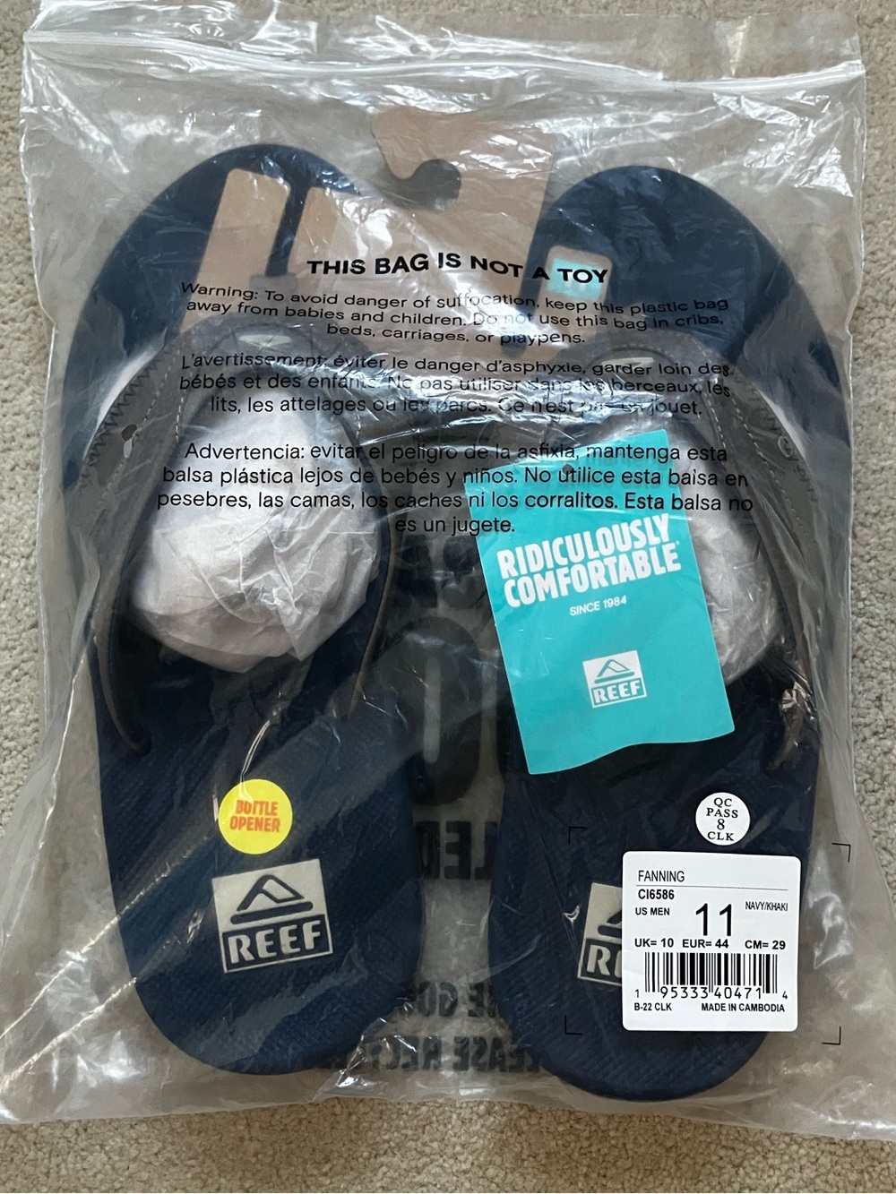 REEF Men’s Scandal, Fanning, Navy/Khaki, 11, BRAND NEW